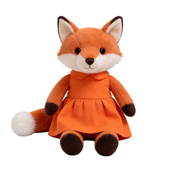 Orange Fox Plush Toy Soft PP Cotton Filled with Orange Dress Stuffed Animal Big Comforter Cute Birthday Gift