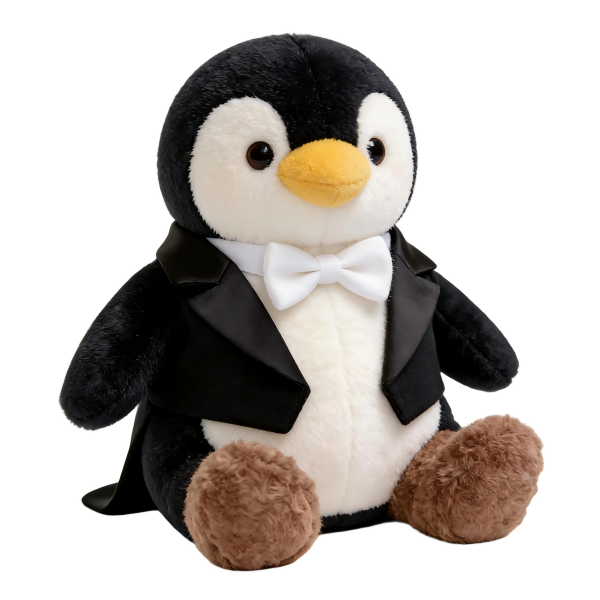 Black & White Penguin Plush Toy Super Soft PP Cotton Filled Tuxedo & Bowtie Stuffed Animal Big Comforter Birthday Gift